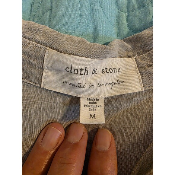 Cloth & Stone Women's Size Medium Gray Tencel Short‎ Sleeve  Tie Front Top Boho - Picture 3 of 9